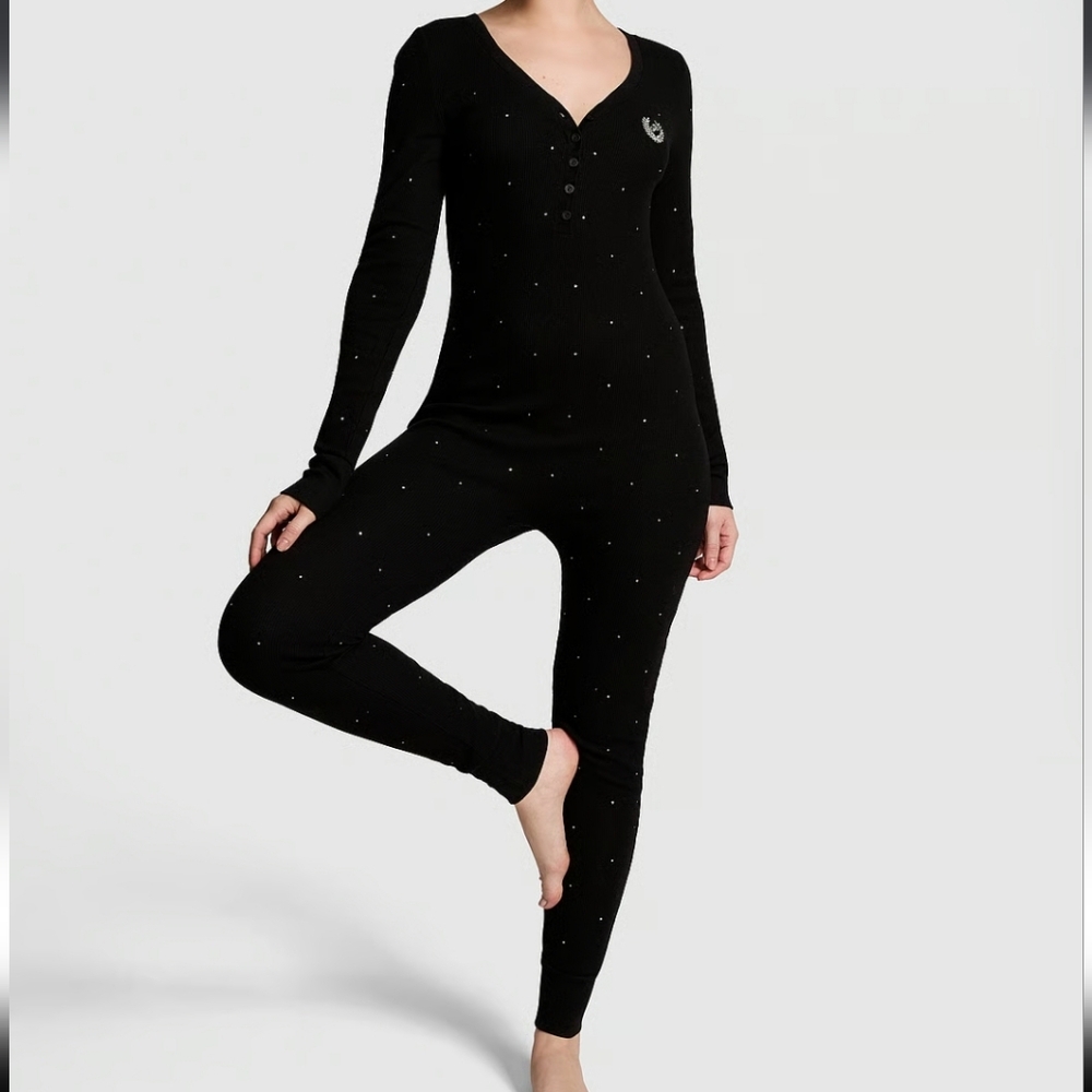 PINK Victoria's Secret Black Long Sleeve Onsie